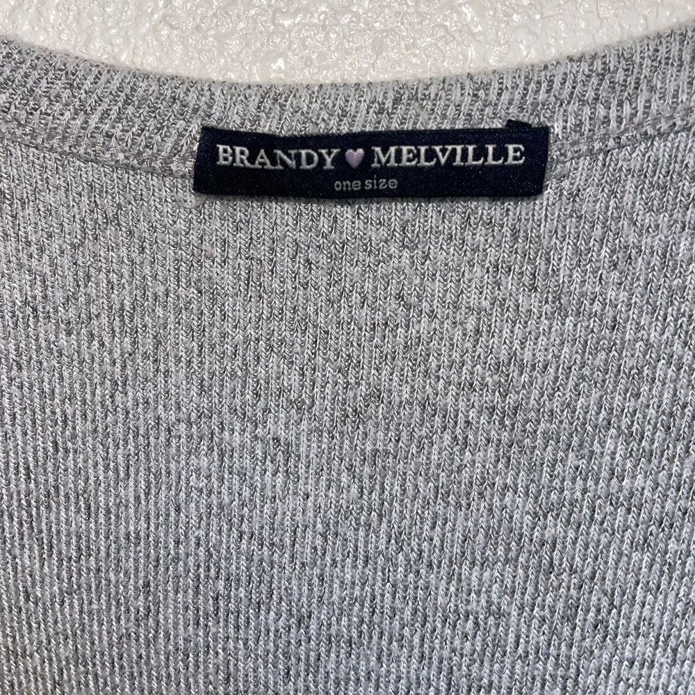 BRANDY MELVILLE Oversized Heather Gray V Neck Sweater, OS (S - XL) GUC - Picture 5 of 6